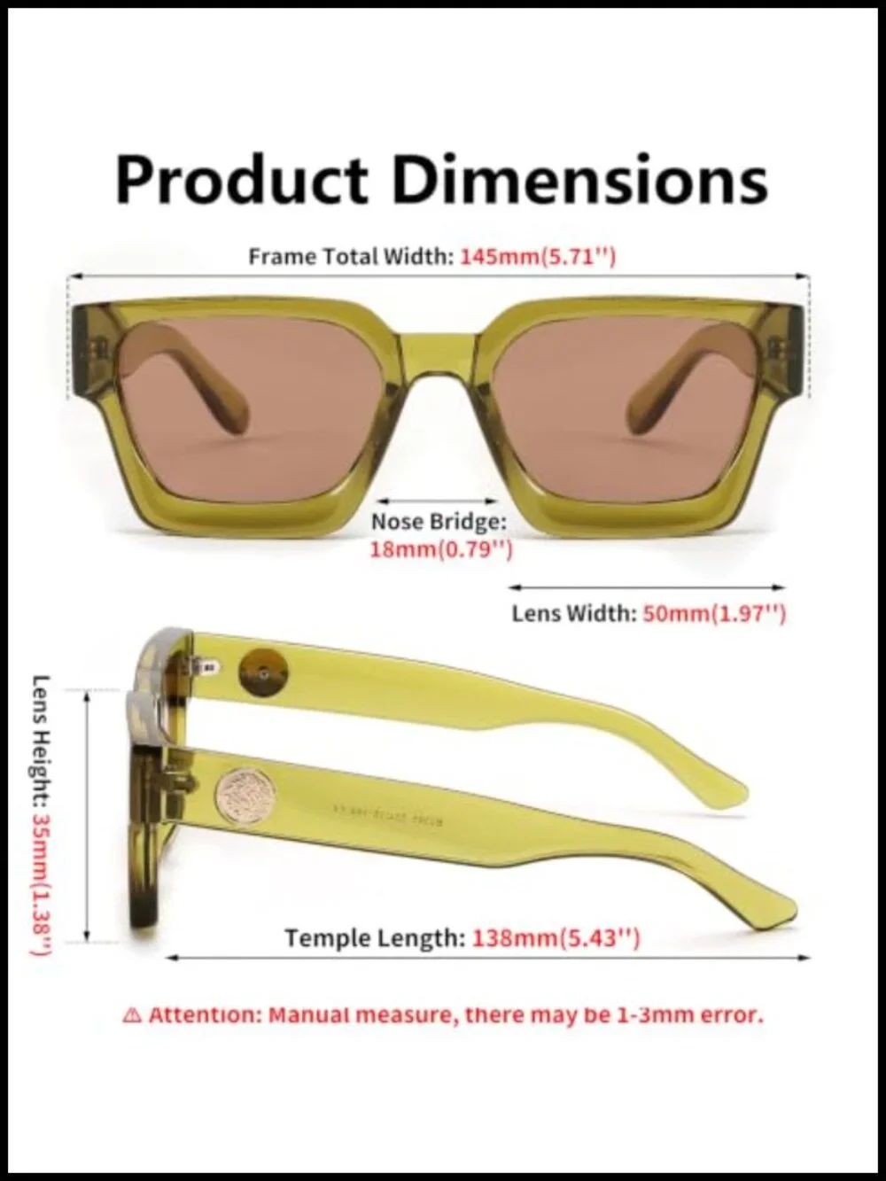 Retro 90s Chunky Square Sunglasses UV400 Non-Polarized